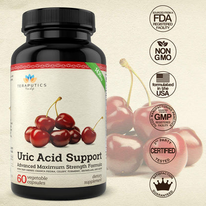 Uric Acid Support Formula | Advanced Uric Acid Cleanse & Kidney Support Supplement - Includes Tart Cherry Concentrate, Celery Seed Extract + 12 More High Potency Ingredients, 60 Veggie Capsules - dailyvitalstore