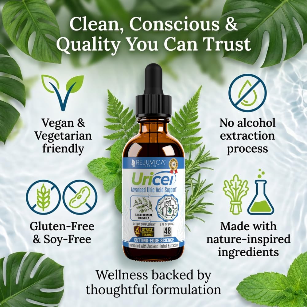 Uricel - Advanced Uric Acid Support & Cleanse Supplement - Liquid Delivery for Better Absorption - Tart Cherry, Chanca Piedra, Celery Seed, Turmeric & More! - dailyvitalstore