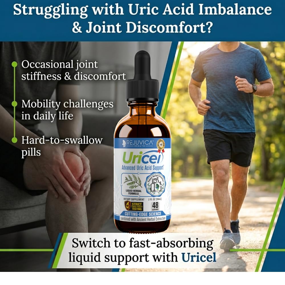 Uricel - Advanced Uric Acid Support & Cleanse Supplement - Liquid Delivery for Better Absorption - Tart Cherry, Chanca Piedra, Celery Seed, Turmeric & More! - dailyvitalstore