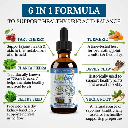 Uricel - Advanced Uric Acid Support & Cleanse Supplement - Liquid Delivery for Better Absorption - Tart Cherry, Chanca Piedra, Celery Seed, Turmeric & More! - dailyvitalstore