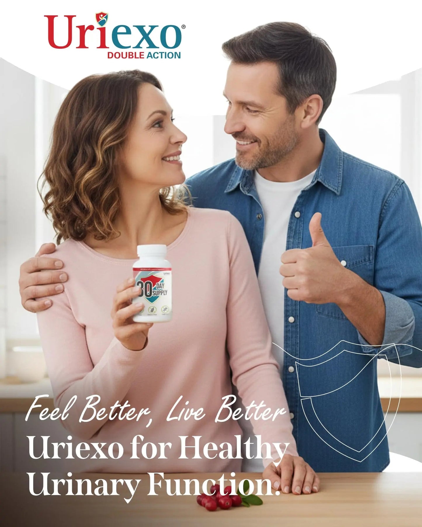 Uriexo Double Action Support Cranberry Pills - Urinary Tract Health Supplement with 36mg Proanthocyanidins PACs & 2000mg D-Mannose, Capsules for Men & Women, Non-Antibiotic Formula, 30 Day Supply - dailyvitalstore