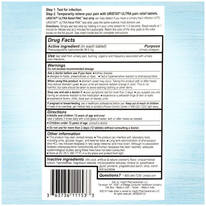 Uristat Ultra Strength Urinary Tract Infection Treatments and Test Relief Kit – 1 UTI Test Strip & 12 Cranberry Flavor Relief Tablets to Ease Urinary Pain, Burning & Urgency - dailyvitalstore