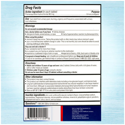Uristat Ultra Strength UTI Relief Tablets – Ease Urinary Pain, Burning & Urgency, Cranberry Flavor, 30 Count - dailyvitalstore