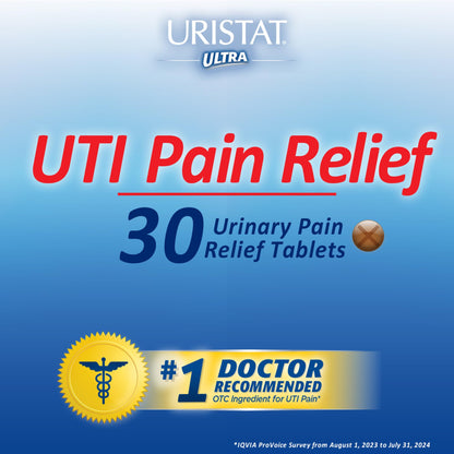 Uristat Ultra Strength UTI Relief Tablets – Ease Urinary Pain, Burning & Urgency, Cranberry Flavor, 30 Count - dailyvitalstore