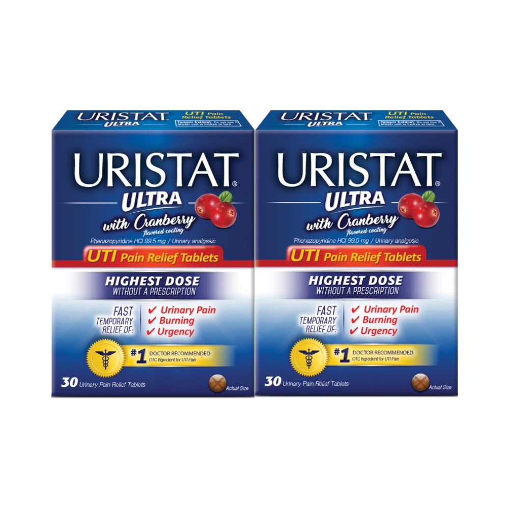 URISTAT Ultra UTI Pain Relief, Cranberry Flavored Coating, 30 Tablets (Pack of 2) - dailyvitalstore