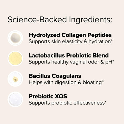 URO Women’s Probiotic + Collagen Peptides Powder – Vaginal, Skin & Gut Health In One Daily Scoop – With Hydrolyzed Collagen Peptides, Probiotic Blend, and XOS Prebiotics – 20 servings - dailyvitalstore