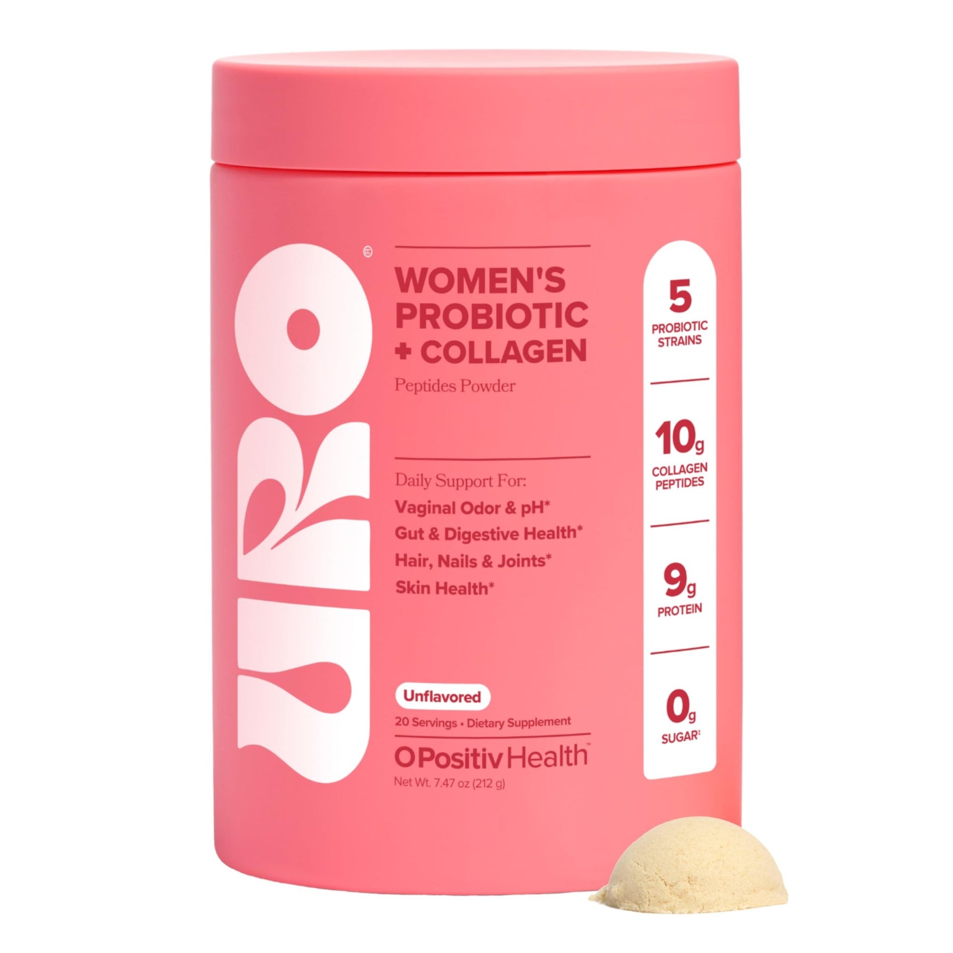 URO Women’s Probiotic + Collagen Peptides Powder – Vaginal, Skin & Gut Health In One Daily Scoop – With Hydrolyzed Collagen Peptides, Probiotic Blend, and XOS Prebiotics – 20 servings - dailyvitalstore