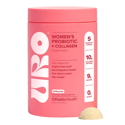 URO Women’s Probiotic + Collagen Peptides Powder – Vaginal, Skin & Gut Health In One Daily Scoop – With Hydrolyzed Collagen Peptides, Probiotic Blend, and XOS Prebiotics – 20 servings - dailyvitalstore