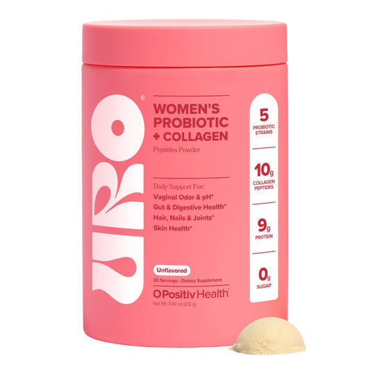 URO Women’s Probiotic + Collagen Peptides Powder – Vaginal, Skin & Gut Health In One Daily Scoop – With Hydrolyzed Collagen Peptides, Probiotic Blend, and XOS Prebiotics – 20 servings - dailyvitalstore