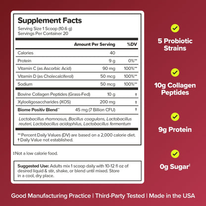 URO Women’s Probiotic + Collagen Peptides Powder – Vaginal, Skin & Gut Health In One Daily Scoop – With Hydrolyzed Collagen Peptides, Probiotic Blend, and XOS Prebiotics – 20 servings - dailyvitalstore