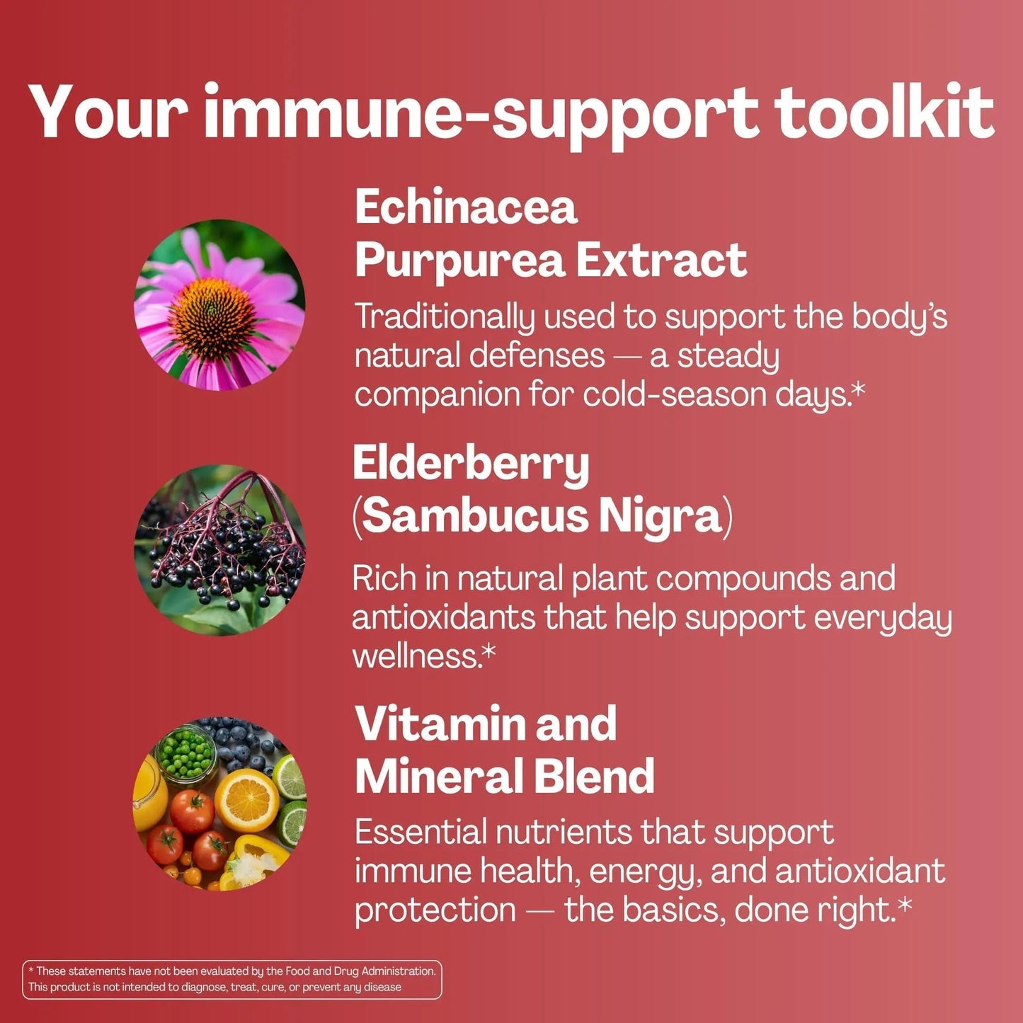 URVI® Immune Support Gummies - Vitamin C, D3 K2, E, Niacin, Zinc & Selenium with Elderberry & Echinacea - dailyvitalstore