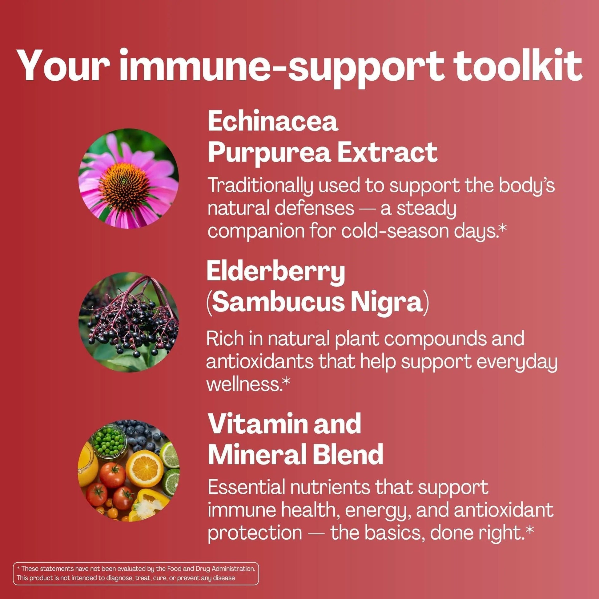 URVI® Immune Support Gummies - Vitamin C, D3 K2, E, Niacin, Zinc & Selenium with Elderberry & Echinacea - dailyvitalstore