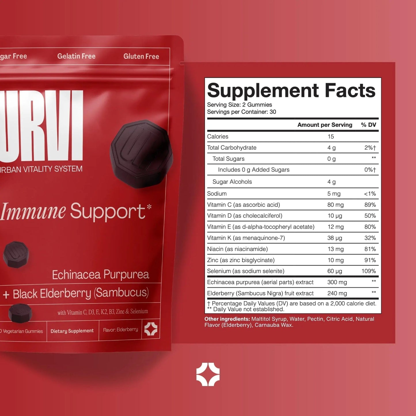 URVI® Immune Support Gummies - Vitamin C, D3 K2, E, Niacin, Zinc & Selenium with Elderberry & Echinacea - dailyvitalstore