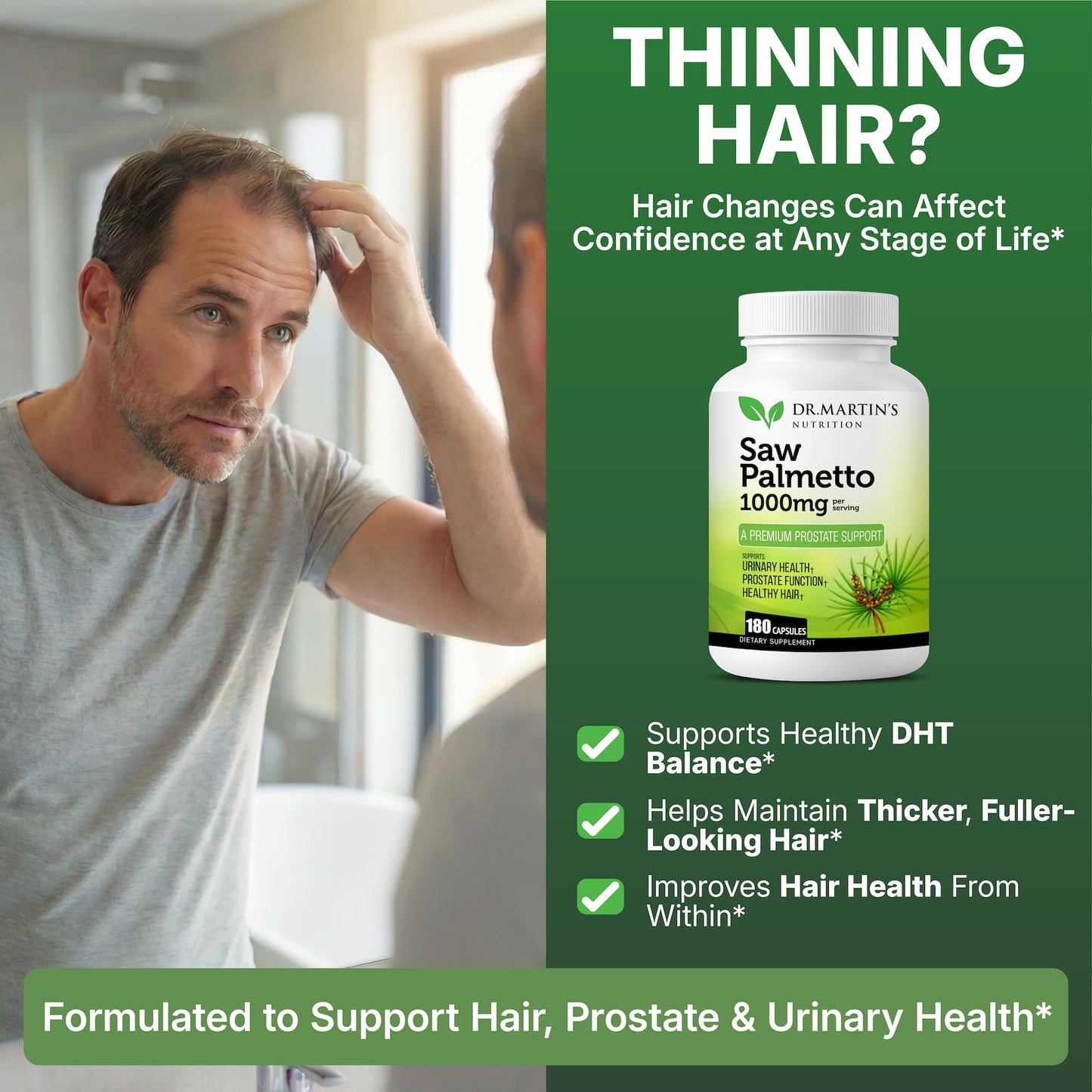 USA Grown Saw Palmetto | 180 Capsules Prostate Health Supplement | Hair Growth for Men & Women | Support to Help Maintain Normal Urination Frequency - dailyvitalstore