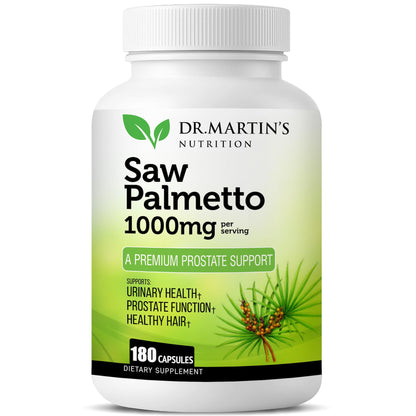 USA Grown Saw Palmetto | 180 Capsules Prostate Health Supplement | Hair Growth for Men & Women | Support to Help Maintain Normal Urination Frequency - dailyvitalstore