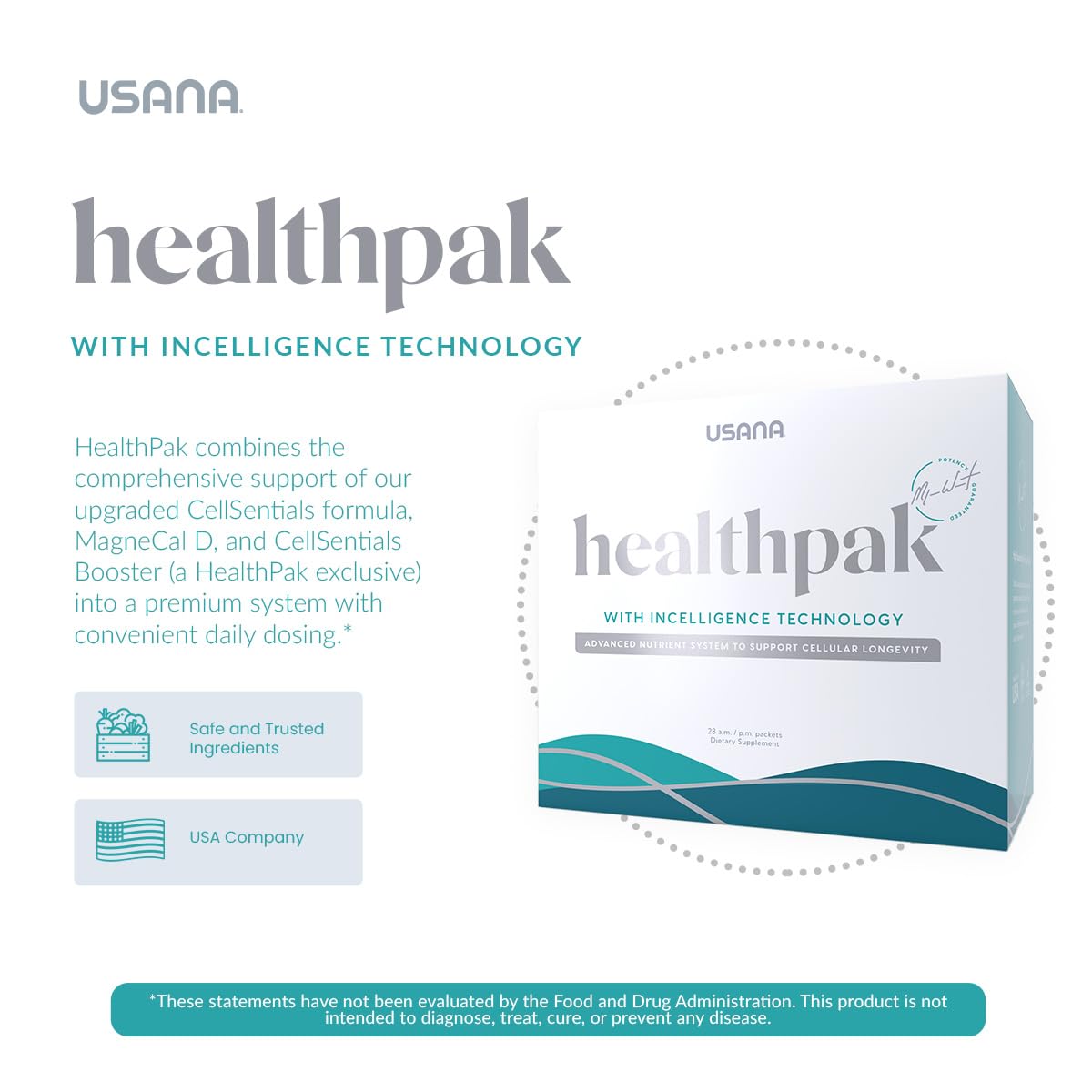 USANA HealthPak with InCelligence Technology and Essential Nutrients and Antioxidants to Support Total Body Health* – Convenient Daily AM/PM Packets – 56 Packets – 28 Day Supply - dailyvitalstore