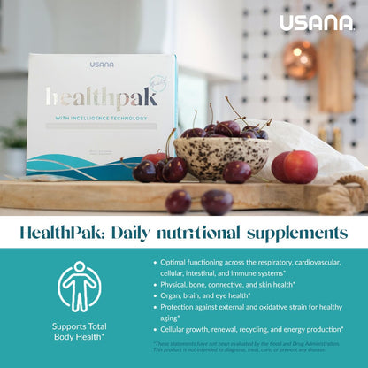 USANA HealthPak with InCelligence Technology and Essential Nutrients and Antioxidants to Support Total Body Health* – Convenient Daily AM/PM Packets – 56 Packets – 28 Day Supply - dailyvitalstore