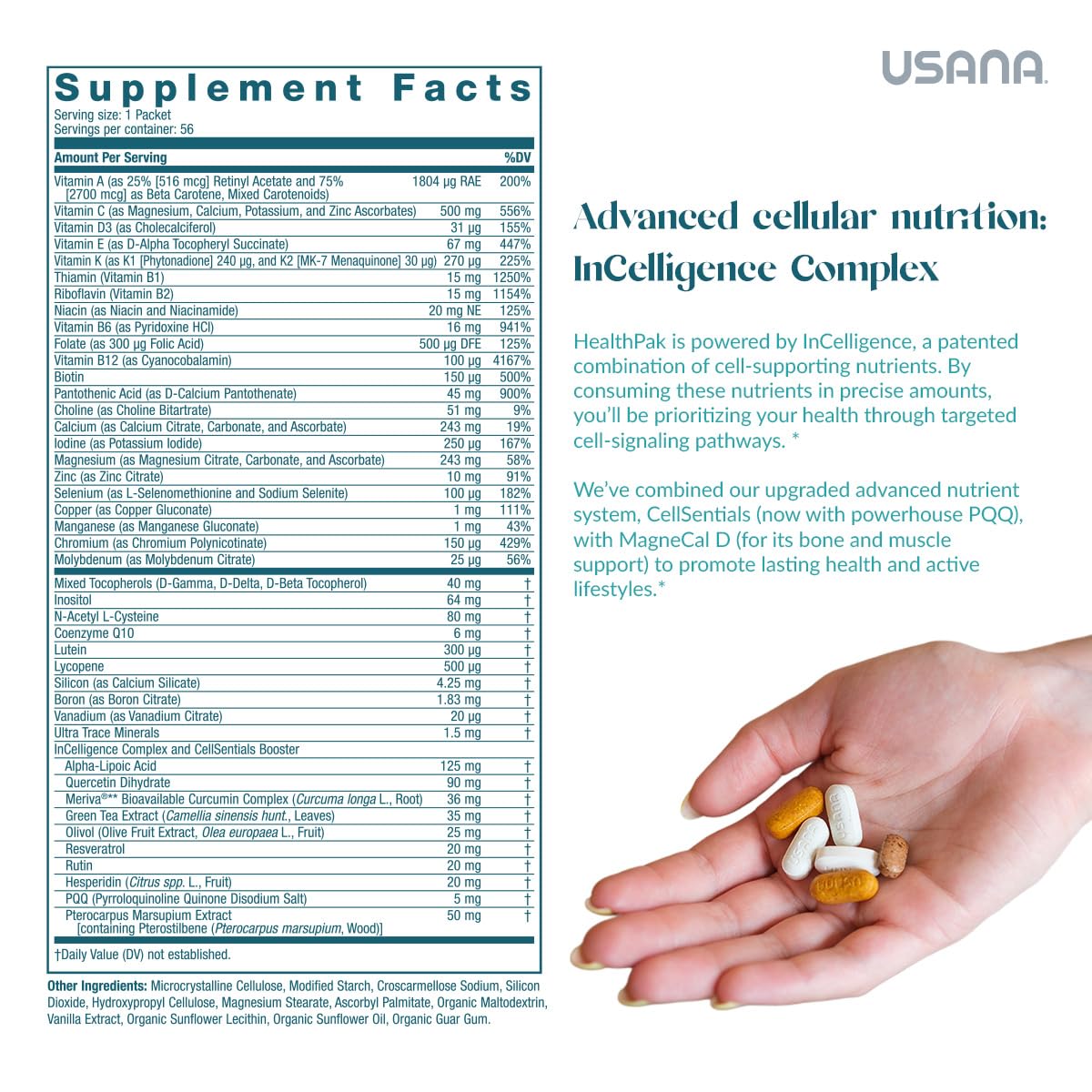 USANA HealthPak with InCelligence Technology and Essential Nutrients and Antioxidants to Support Total Body Health* – Convenient Daily AM/PM Packets – 56 Packets – 28 Day Supply - dailyvitalstore