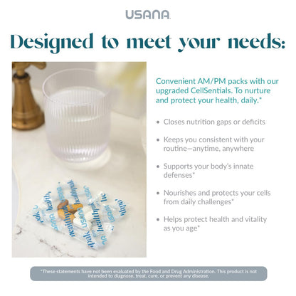 USANA HealthPak with InCelligence Technology and Essential Nutrients and Antioxidants to Support Total Body Health* – Convenient Daily AM/PM Packets – 56 Packets – 28 Day Supply - dailyvitalstore