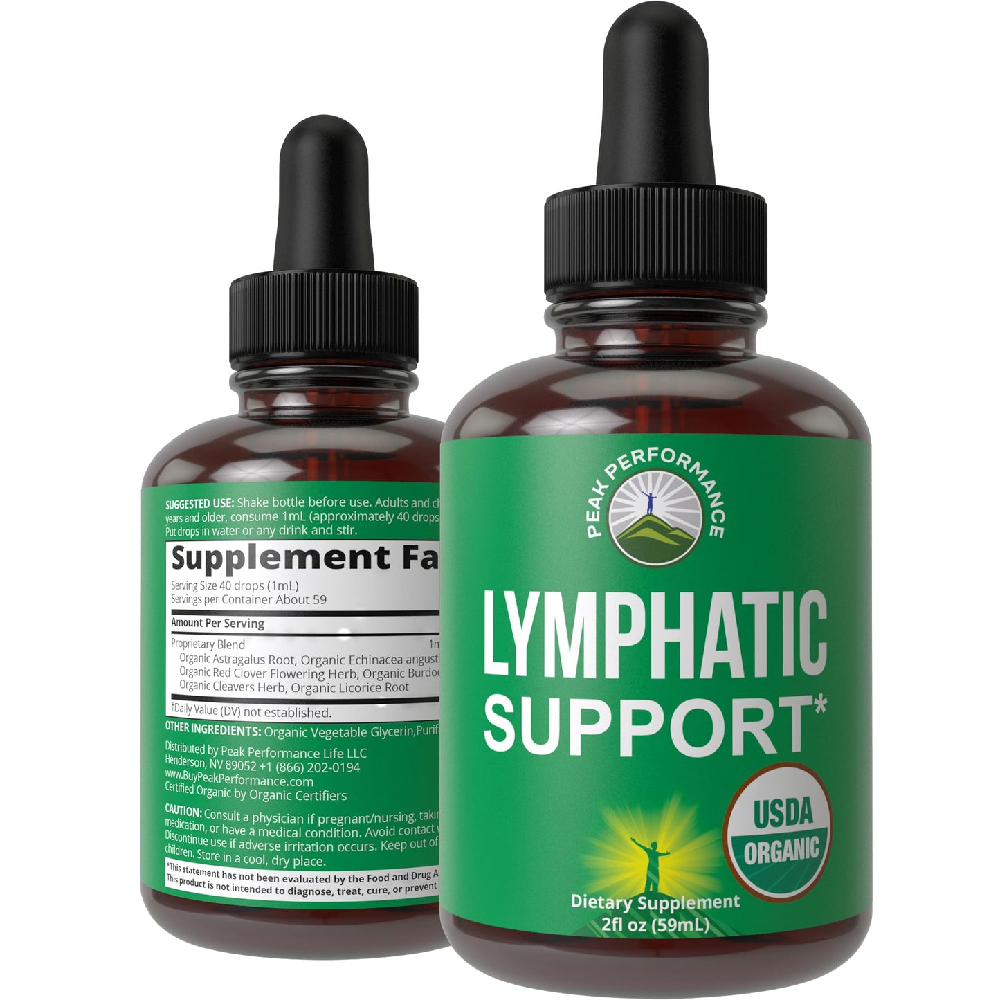 USDA Organic Lymphatic Drainage Drops. Sugar Free, Tasty 6-in-1 Lymph System Support for Detox, Cleanse. Vegan Supplement with Astragalus, Echinacea, Red Clover, Cleavers Herb, Licorice & Burdock Root - dailyvitalstore