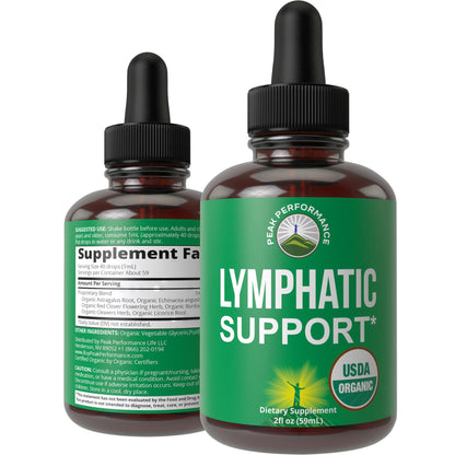 USDA Organic Lymphatic Drainage Drops. Sugar Free, Tasty 6-in-1 Lymph System Support for Detox, Cleanse. Vegan Supplement with Astragalus, Echinacea, Red Clover, Cleavers Herb, Licorice & Burdock Root - dailyvitalstore