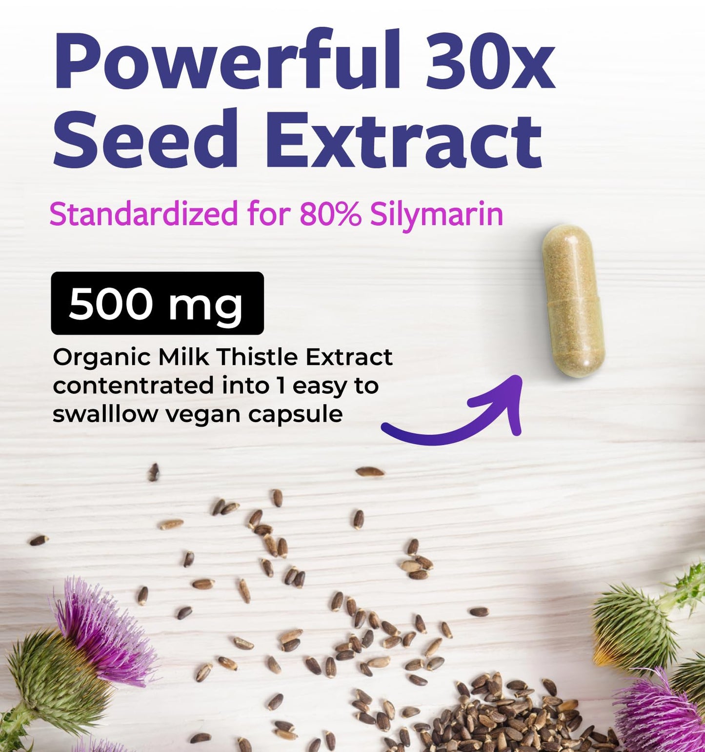 USDA Organic Milk Thistle Capsules - 80% Silymarin Supplement for Liver Support- Super Concentrated 300mg of 30:1 Milk Thistle Extract Equivalent to 9,000mg - Milk Thistle Liver Detox 60 Day Supply - dailyvitalstore