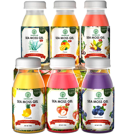 USMIRALAB Wildcrafted Sea Moss Gel for Purists： 6-Flavor Ritual Set (36oz) with Antioxidant Ocean Minerals | Pure Superfood Base Vegan - dailyvitalstore