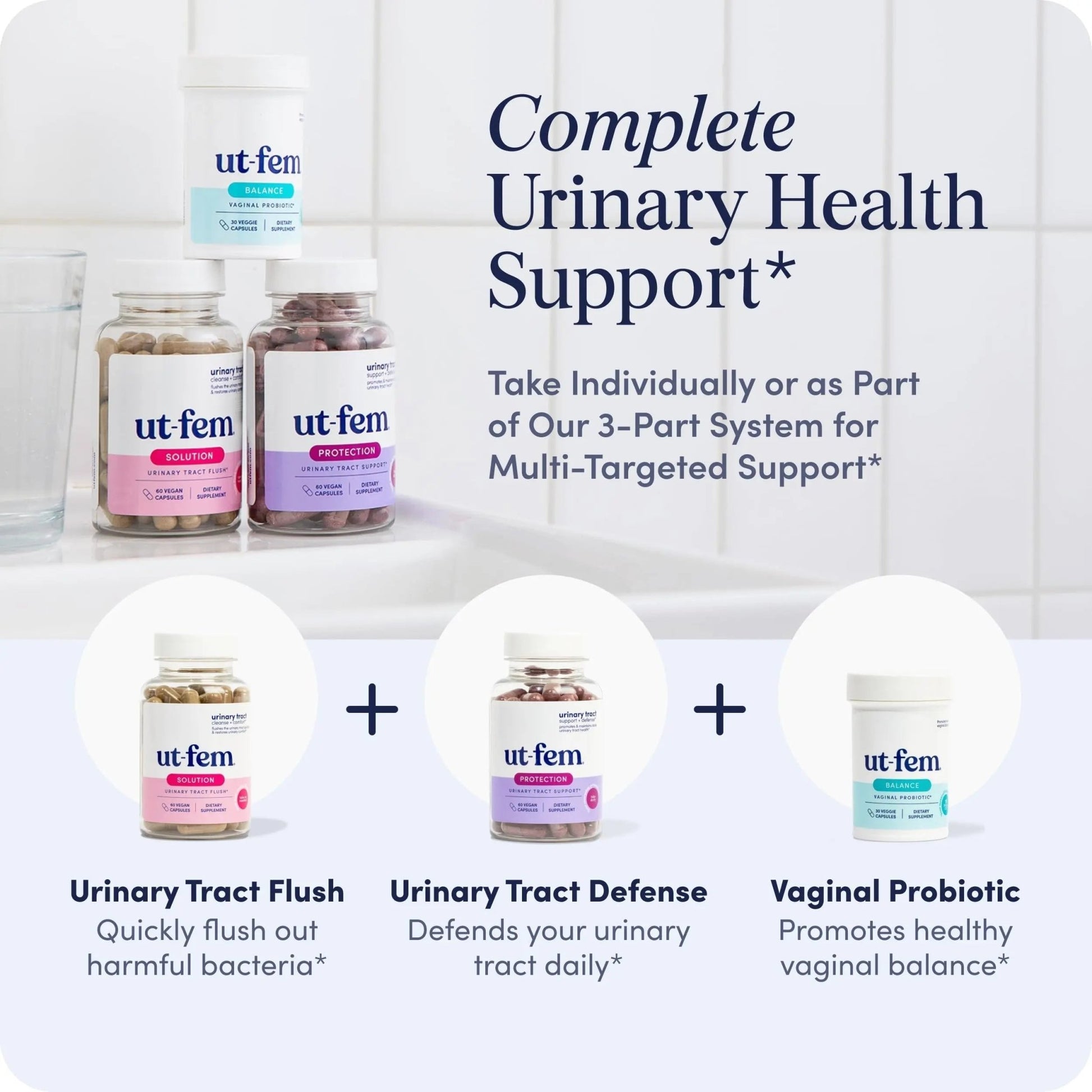 UT-Fem Protection - Urinary Tract Defense for Women, 3-in-1 Daily Defense Formula to Protect Urinary Tract Health, D-Mannose, Cranberry + Hibiscus, Natural Supplement - 60 Vegan Capsules - dailyvitalstore