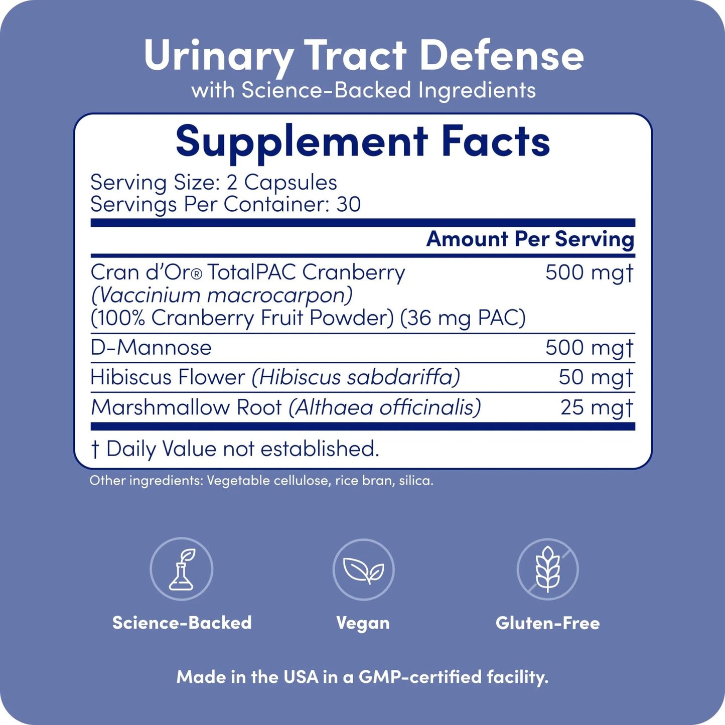 UT-Fem Protection - Urinary Tract Defense for Women, 3-in-1 Daily Defense Formula to Protect Urinary Tract Health, D-Mannose, Cranberry + Hibiscus, Natural Supplement - 60 Vegan Capsules - dailyvitalstore