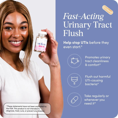 UT-Fem Solution - Fast-Acting Urinary Tract Flush for Women, Proactive UTI Support, Promotes Cleansing & Comfort, Clinical-Strength D-Mannose, Cranberry, and Natural Ingredients - 60 Vegan Capsules - dailyvitalstore