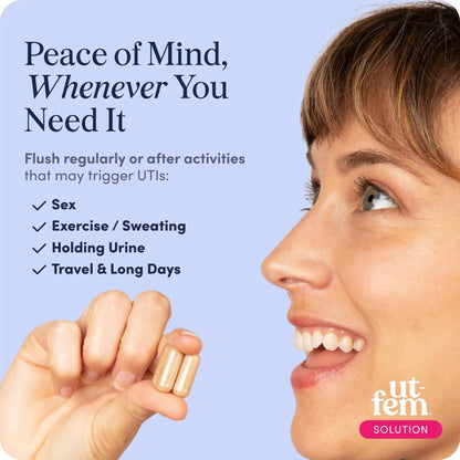 UT-Fem Solution - Fast-Acting Urinary Tract Flush for Women, Proactive UTI Support, Promotes Cleansing & Comfort, Clinical-Strength D-Mannose, Cranberry, and Natural Ingredients - 60 Vegan Capsules - dailyvitalstore