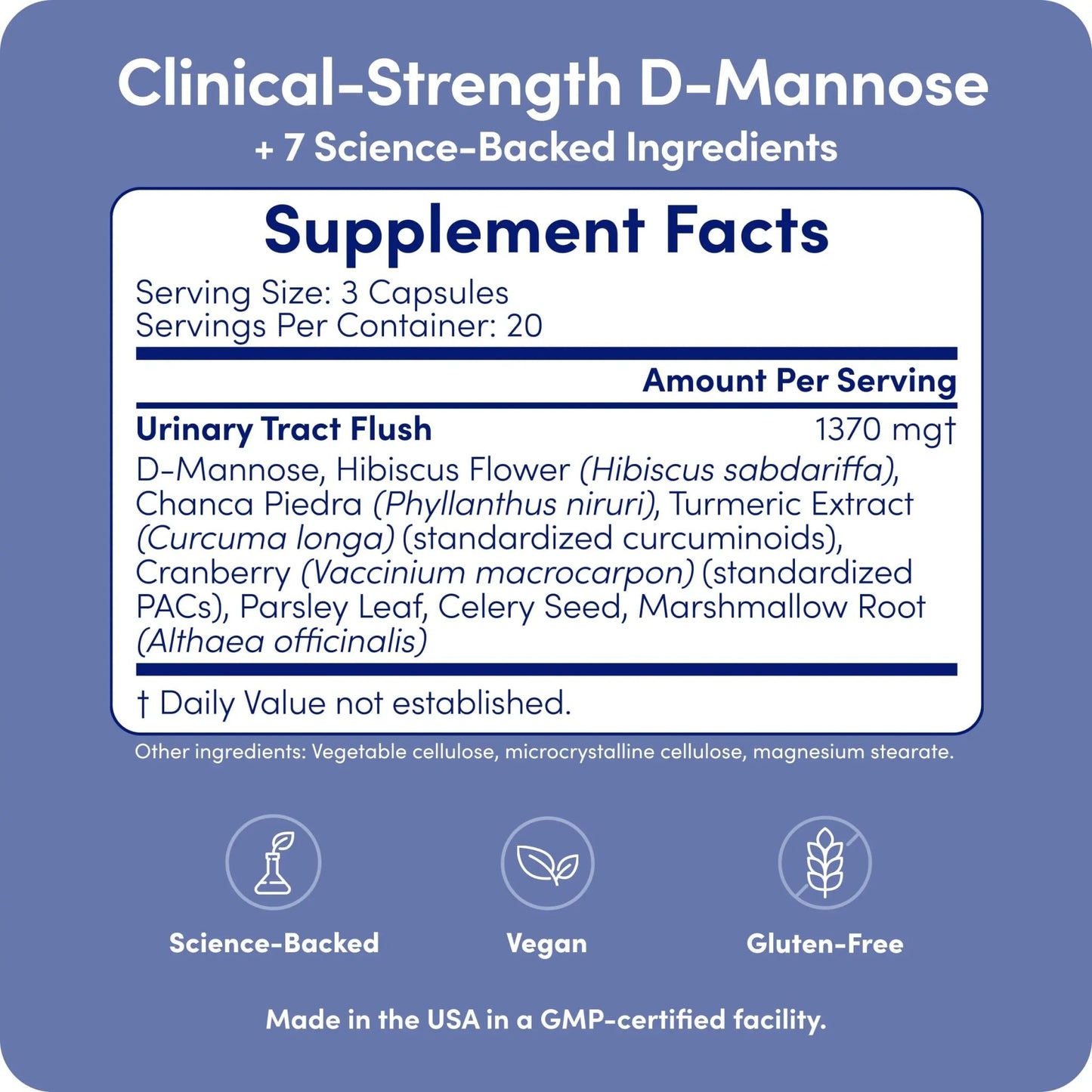 UT-Fem Solution - Fast-Acting Urinary Tract Flush for Women, Proactive UTI Support, Promotes Cleansing & Comfort, Clinical-Strength D-Mannose, Cranberry, and Natural Ingredients - 60 Vegan Capsules - dailyvitalstore