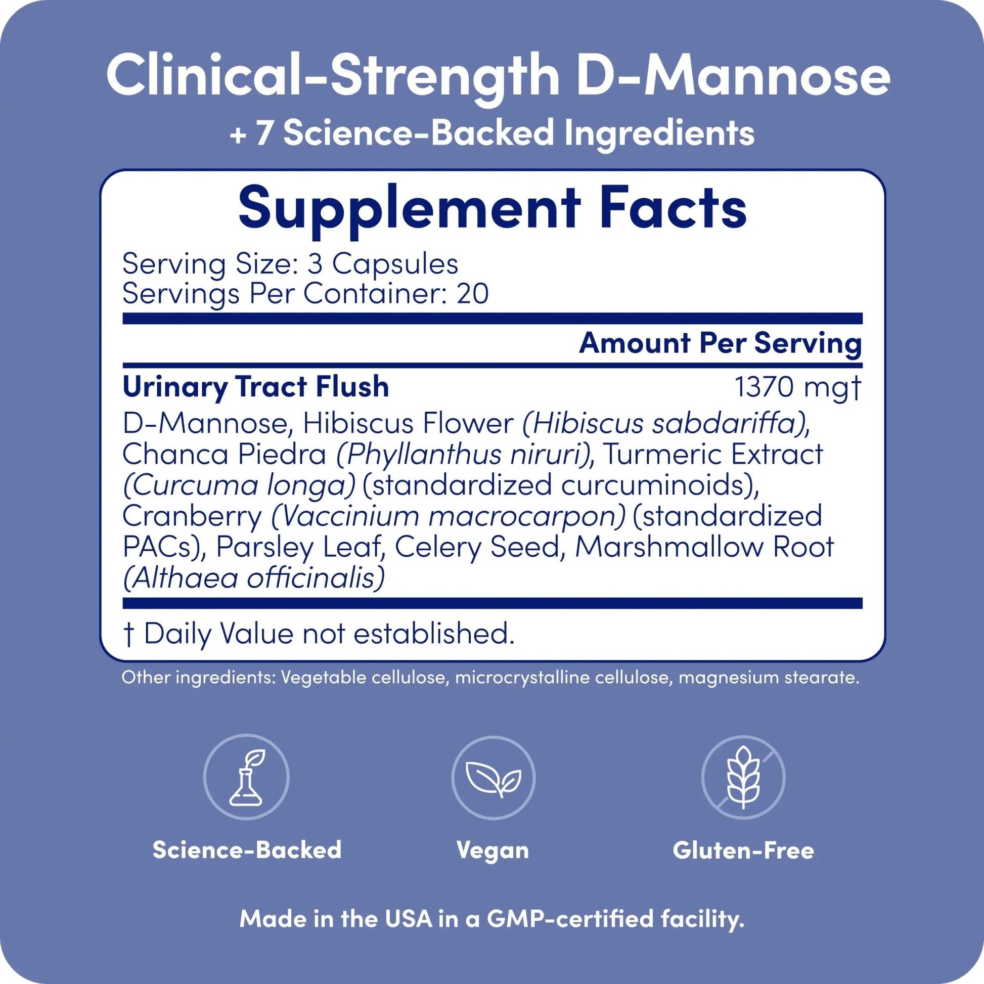 UT-Fem Solution - Fast-Acting Urinary Tract Flush for Women, Proactive UTI Support, Promotes Cleansing & Comfort, Clinical-Strength D-Mannose, Cranberry, and Natural Ingredients - 60 Vegan Capsules - dailyvitalstore