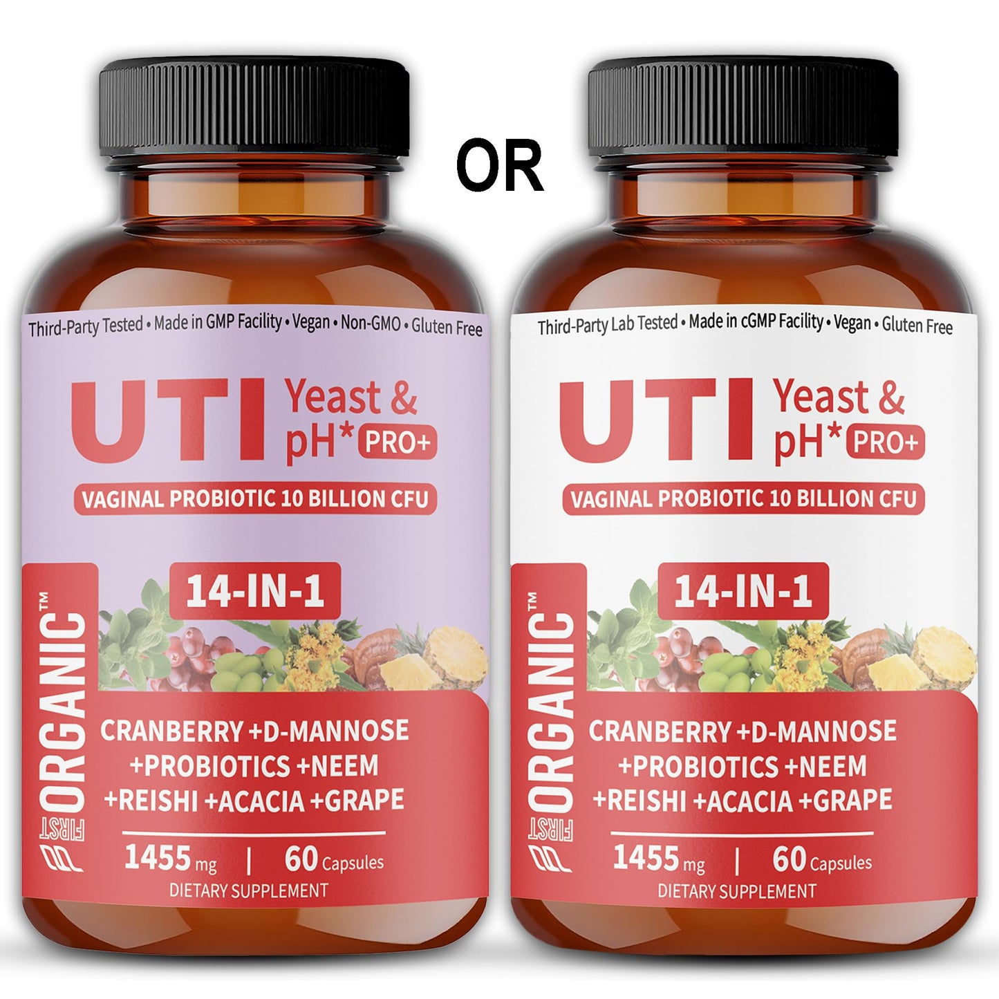 UTI Flora & Odor Pro+ & UTI Yeast & pH Pro+ | Pack of 2 | Vaginal Probiotics for Feminine Hydration & Freshness Support | Third-party Tested, cGMP Facility, Vegan, Non-GMO, Gluten-Free | 60+60 Caps - dailyvitalstore