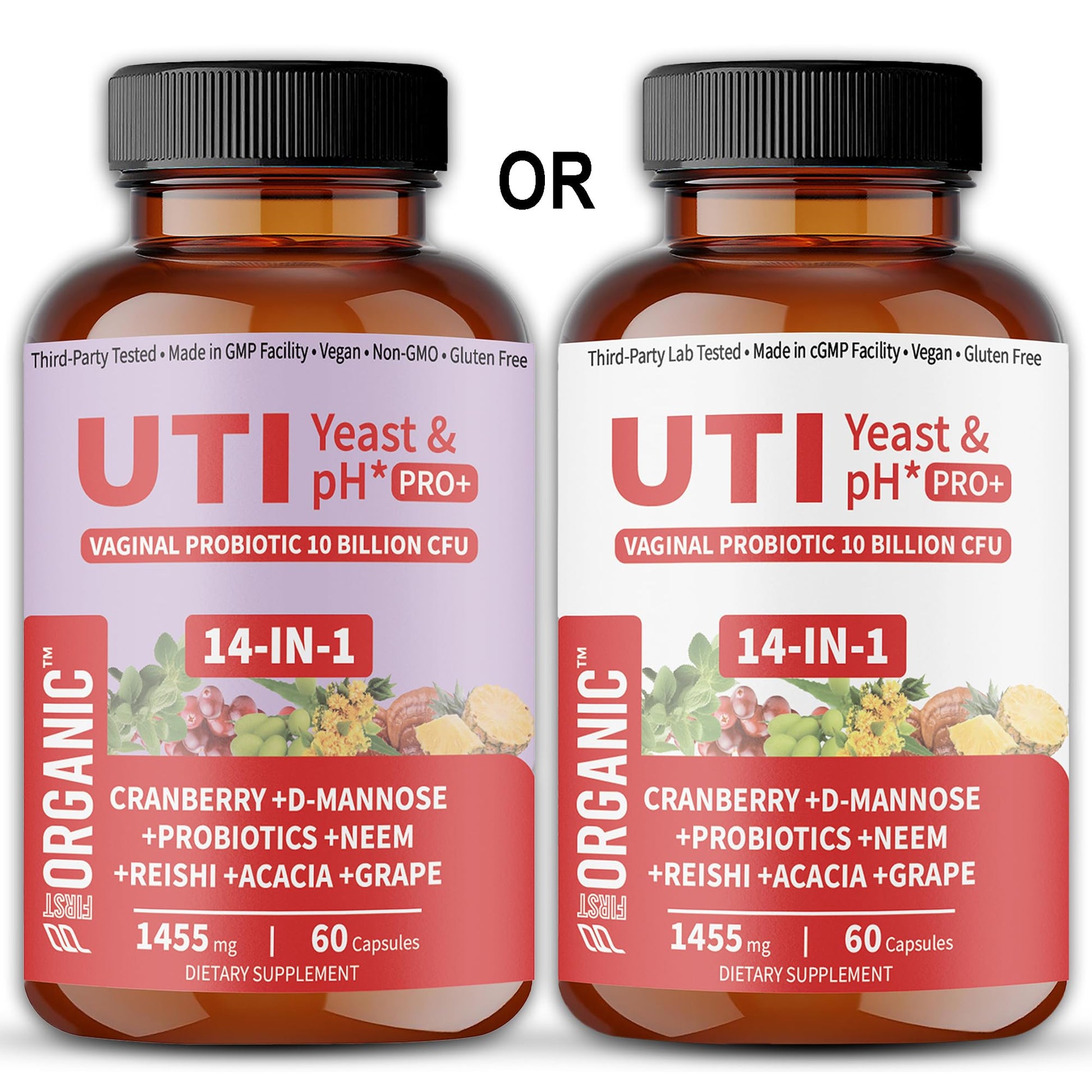 UTI Flora & Odor Pro+ & UTI Yeast & pH Pro+ | Pack of 2 | Vaginal Probiotics for Feminine Hydration & Freshness Support | Third-party Tested, cGMP Facility, Vegan, Non-GMO, Gluten-Free | 60+60 Caps - dailyvitalstore