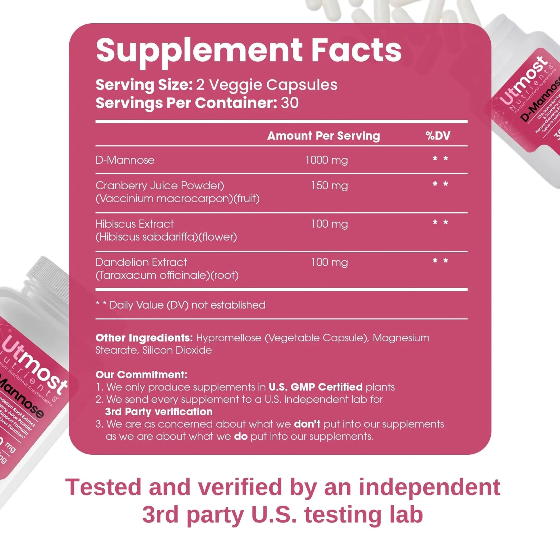 Utmost Nutrients Urinary Defense D-Mannose Supplement - Urinary Health for Women - Optimized Clinical Strength Formula Cleanses, Flushes and Rebuilds The Urinary System - dailyvitalstore