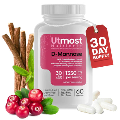 Utmost Nutrients Urinary Defense D-Mannose Supplement - Urinary Health for Women - Optimized Clinical Strength Formula Cleanses, Flushes and Rebuilds The Urinary System - dailyvitalstore