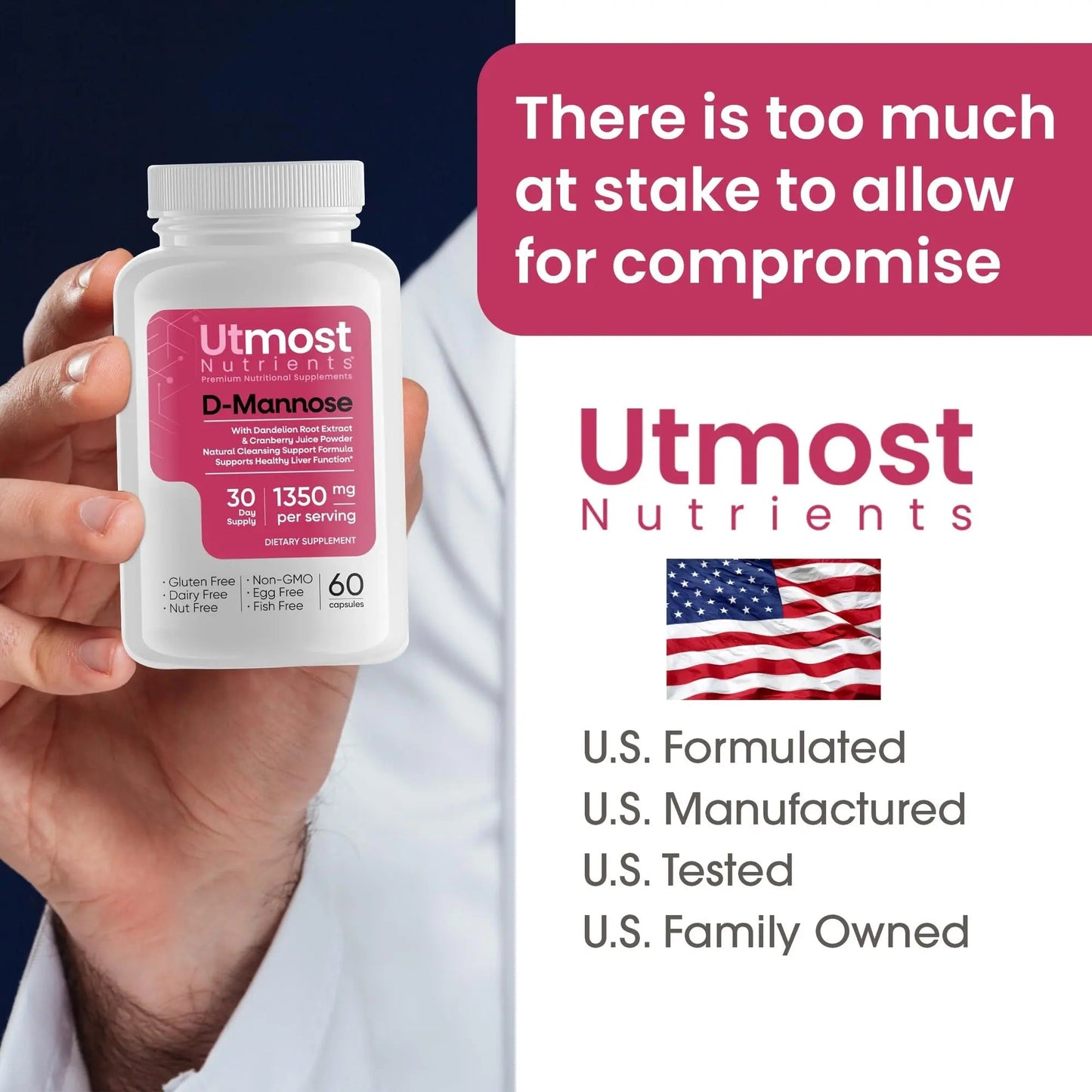 Utmost Nutrients Urinary Defense D-Mannose Supplement - Urinary Health for Women - Optimized Clinical Strength Formula Cleanses, Flushes and Rebuilds The Urinary System - dailyvitalstore