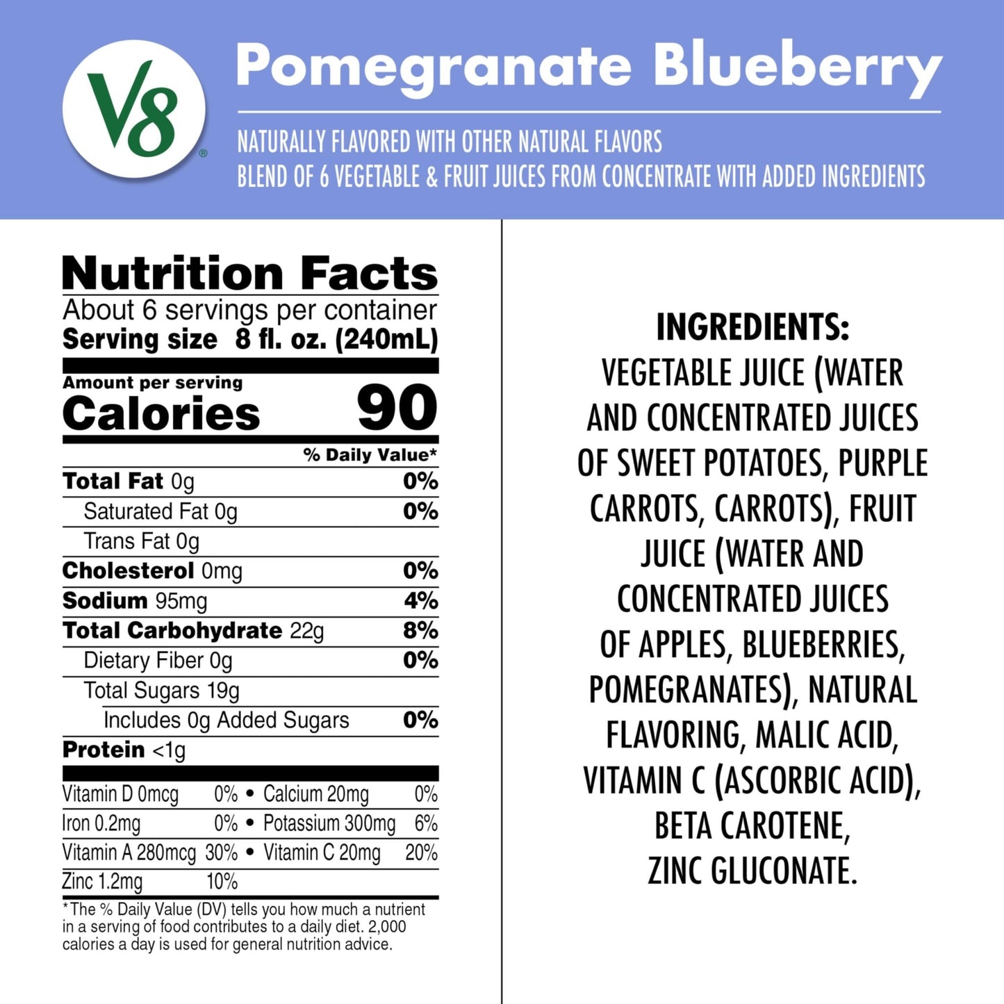 V8 Blends 100% Juice Pomegranate Blueberry Juice, Fruit and Vegetable Juice Blend, 46 Fl Oz Bottle (Pack of 2) - dailyvitalstore