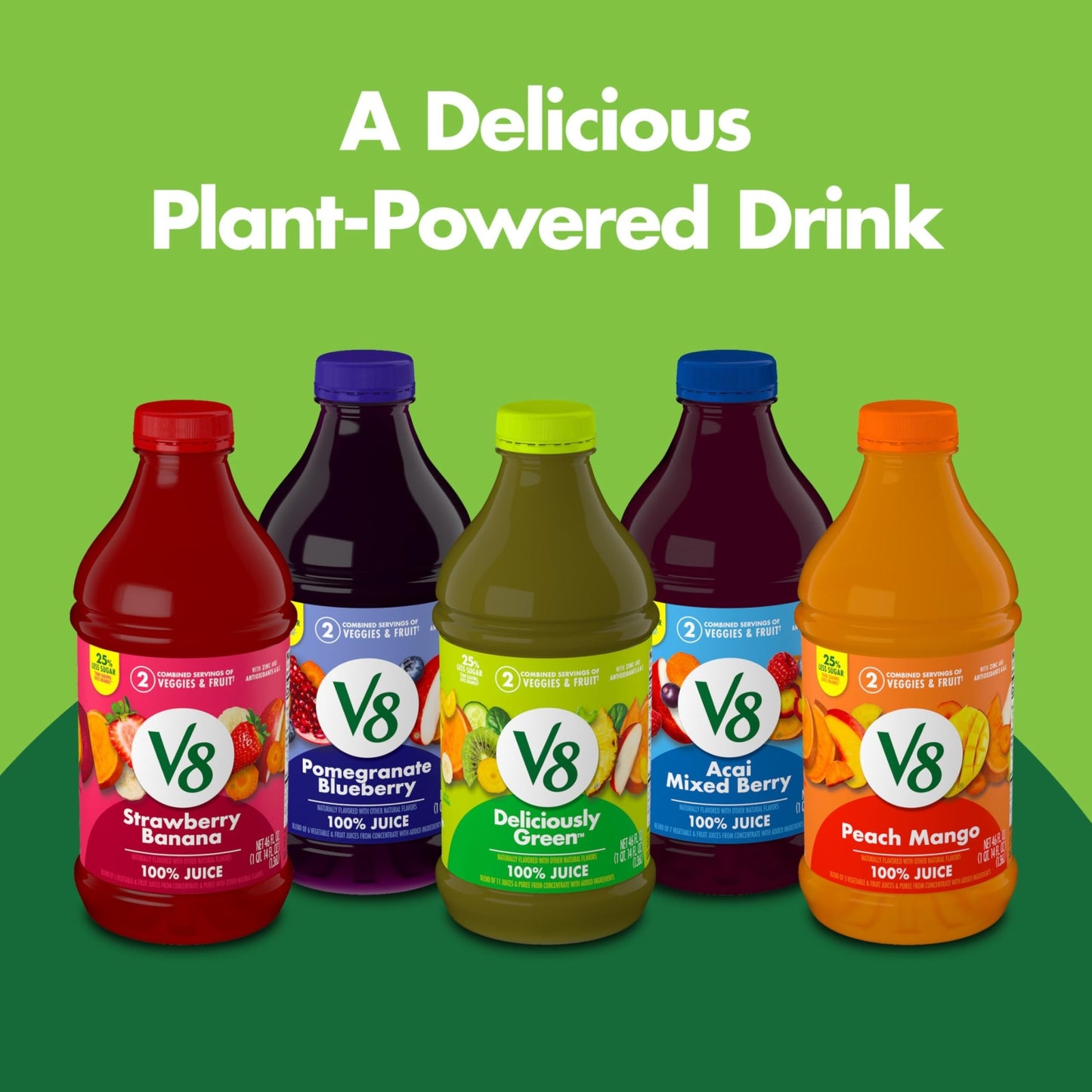 V8 Blends 100% Juice Pomegranate Blueberry Juice, Fruit and Vegetable Juice Blend, 46 Fl Oz Bottle (Pack of 2) - dailyvitalstore