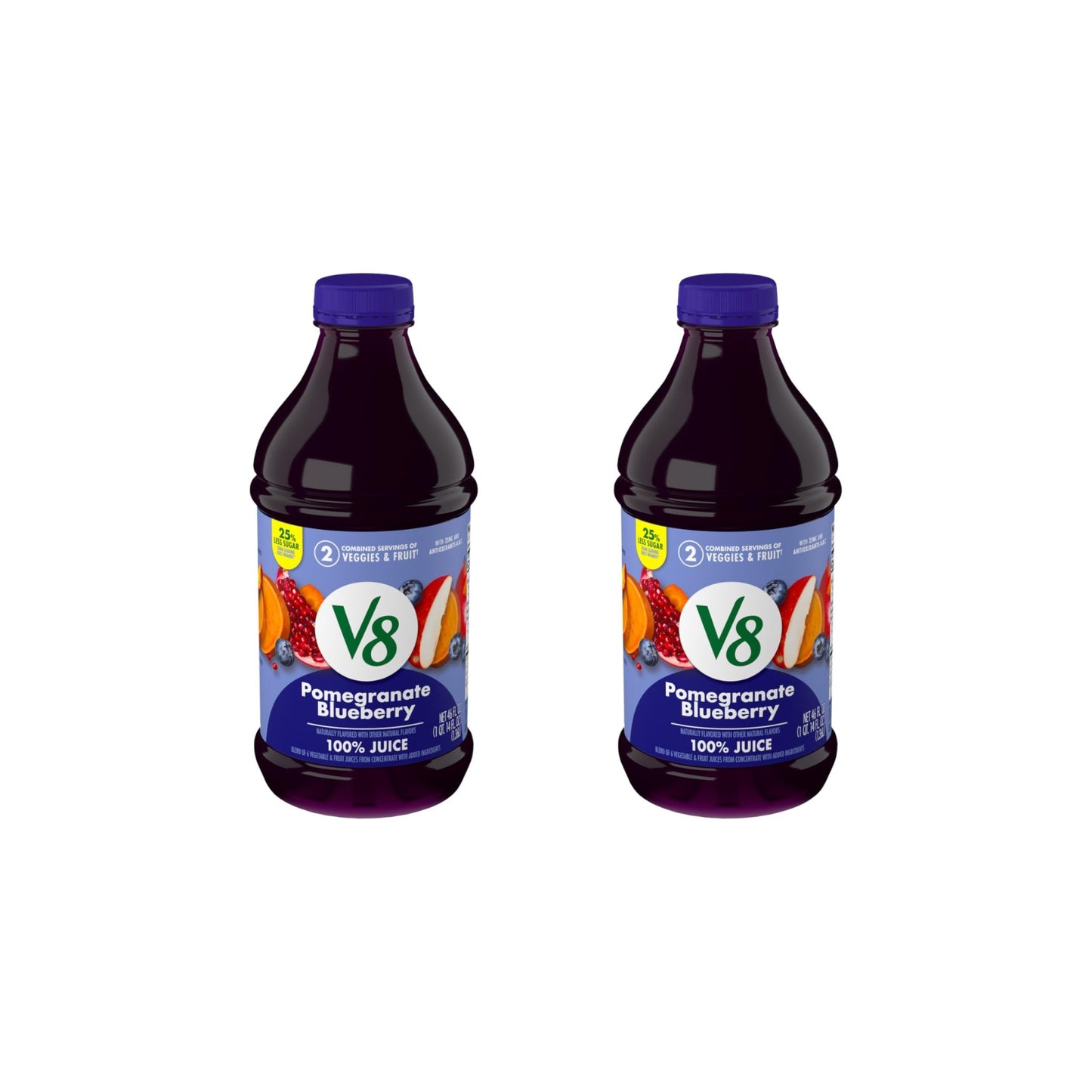 V8 Blends 100% Juice Pomegranate Blueberry Juice, Fruit and Vegetable Juice Blend, 46 Fl Oz Bottle (Pack of 2) - dailyvitalstore