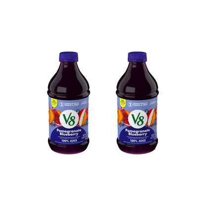 V8 Blends 100% Juice Pomegranate Blueberry Juice, Fruit and Vegetable Juice Blend, 46 Fl Oz Bottle (Pack of 2) - dailyvitalstore