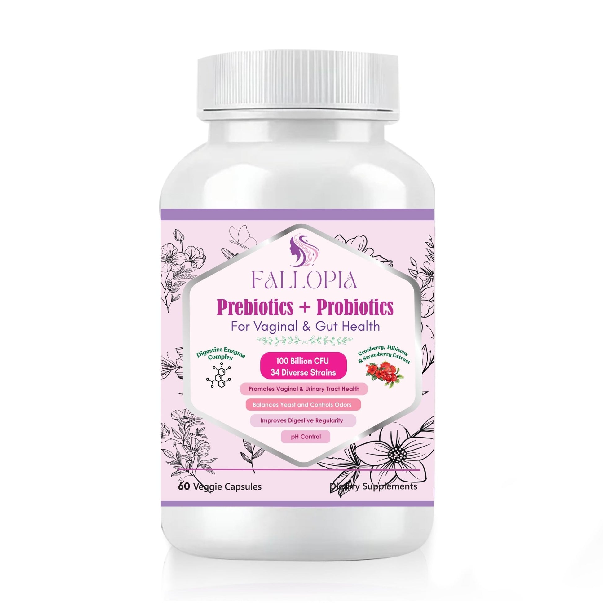 Vaginal Probiotics for Women with Prebiotics Cranberry D Mannose Digestive Enzymes & Hibiscus 34 Strains 100 Billion CFU Feminine Care Supplement for Gut Urinary Health and pH Balance Support - dailyvitalstore