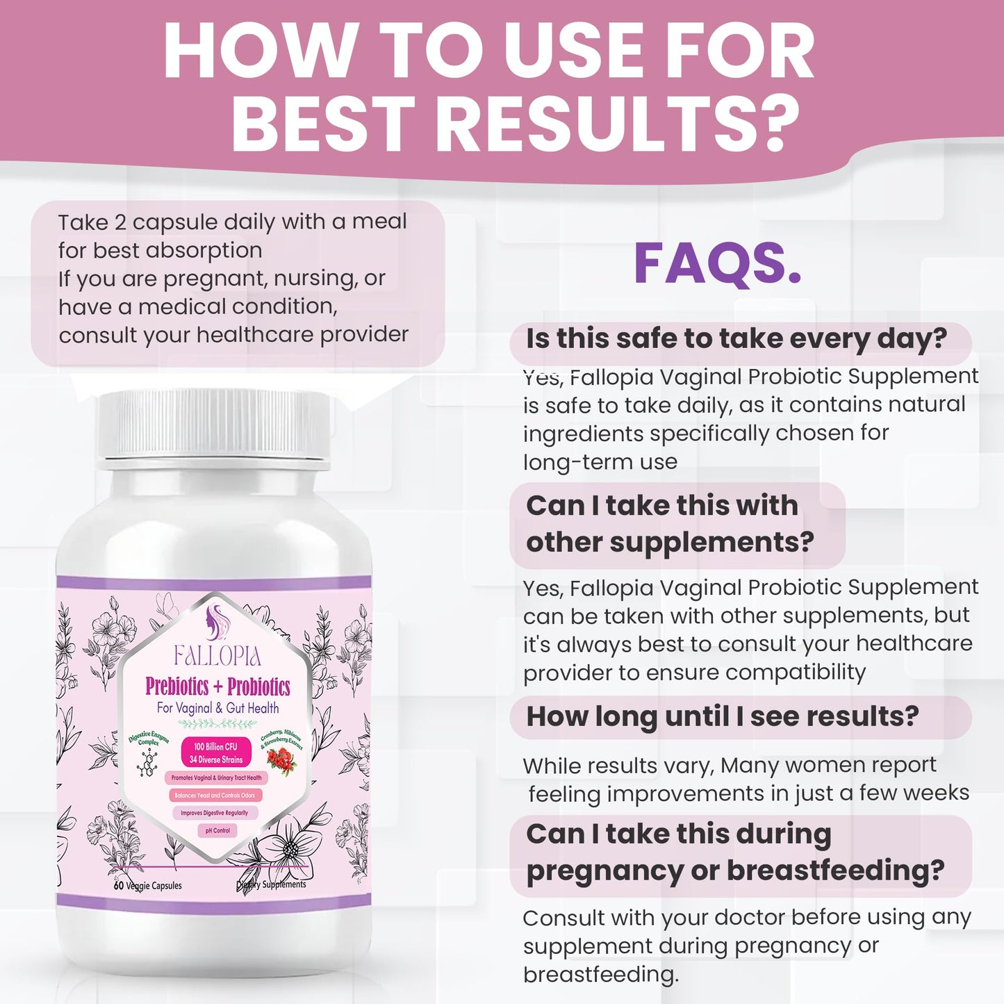 Vaginal Probiotics for Women with Prebiotics Cranberry D Mannose Digestive Enzymes & Hibiscus 34 Strains 100 Billion CFU Feminine Care Supplement for Gut Urinary Health and pH Balance Support - dailyvitalstore