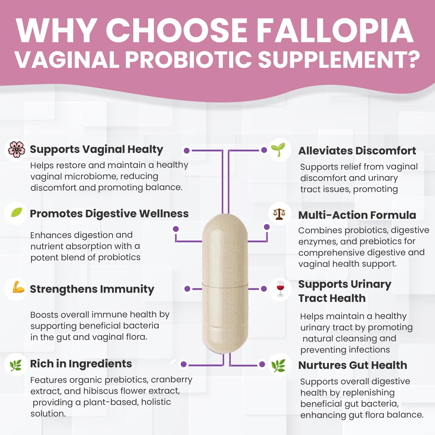 Vaginal Probiotics for Women with Prebiotics Cranberry D Mannose Digestive Enzymes & Hibiscus 34 Strains 100 Billion CFU Feminine Care Supplement for Gut Urinary Health and pH Balance Support - dailyvitalstore