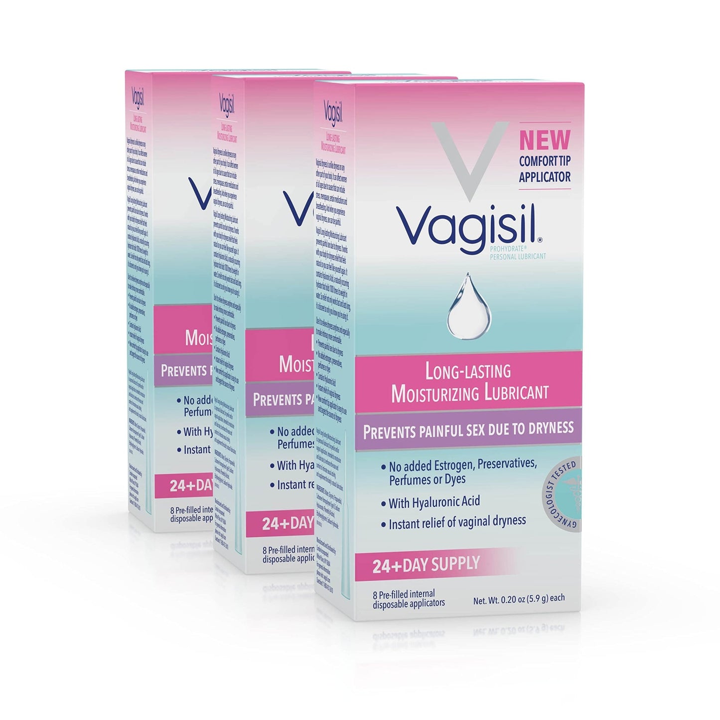 Vagisil Prohydrate Internal Vaginal Moisturizer, Gel & Lubricant for Women, Gynecologist Tested, 8 Count, Pack of 3 (24 Total Applicators) - dailyvitalstore