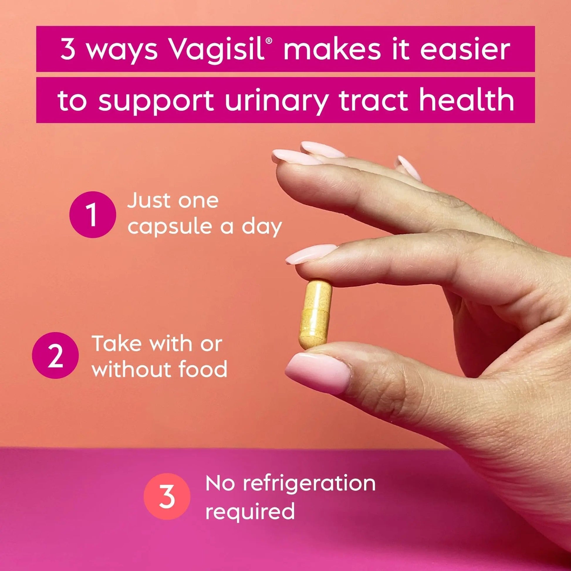 Vagisil Urinary Tract Health Supplements, Clinically-Proven Probiotics, Protects Urinary Tract Health, Clean Ingredients, Helps Cleanse and Flush UTI-Causing Bacteria, 1 Capsule Daily, 30 Capsules - dailyvitalstore