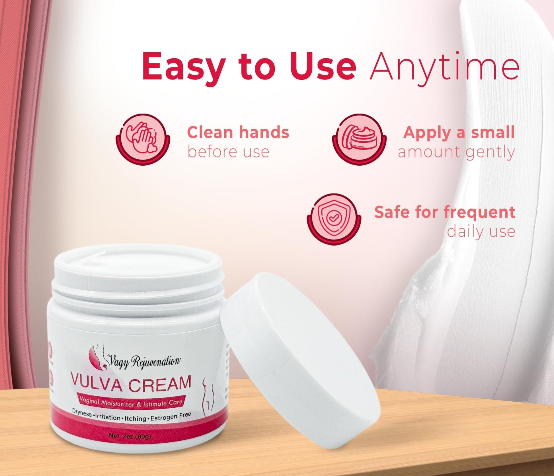 Vagy Rejuvenation Vulva Cream – Hydrating Vulva Moisture Cream for Women – Soothes Vaginal Itch, Alleviates Vaginal Dryness – Natural Vagina Cream with Sea Buckthorn & Hyaluronic Acid - dailyvitalstore
