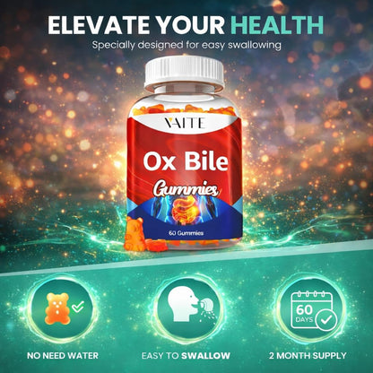 VAITE Ox Bile Gummies – 500mg Digestive Support for Gallbladder & Gut Health – Non-GMO, Sugar-Free Supplement – Helps Nutrient Absorption & Bile Flow – 60 Easy-to-Chew Bile Acid Chewables - dailyvitalstore