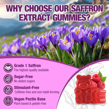 VAJYKEWJY Saffron Gummies (88.5 mg) with Magnesium — Enhanced with St. John’s Wort, Rhodiola, Ashwagandha & Vitamins B6, B12, D3 for Mood & Focus Support — 60 Count - dailyvitalstore